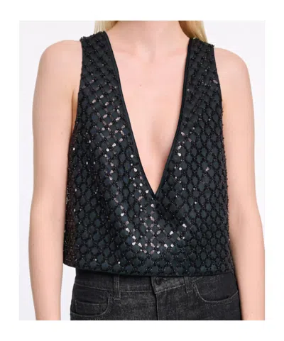 Dorothee Schumacher Sequin Embellished Crop Top In Duchesse In Brown
