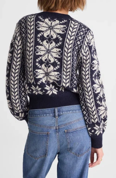Madewell Fair Isle Wool Cardigan Jacket In Black