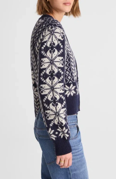 Madewell Fair Isle Wool Cardigan Jacket In Black