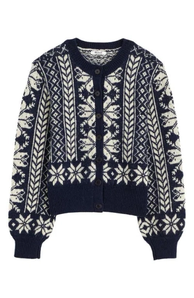 Madewell Fair Isle Wool Cardigan Jacket In Black