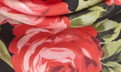 Dolce & Gabbana 90x90 Cm Silk Twill Scarf With A Rose Bouquet Print In Animal Print