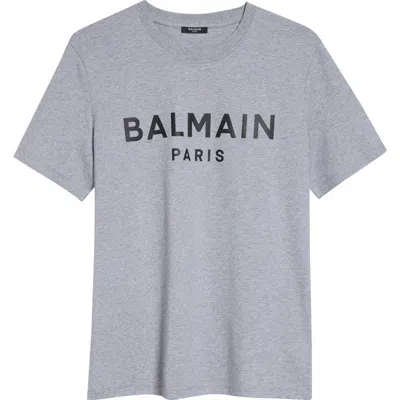 Balmain Printed Cotton T-shirt In Gray