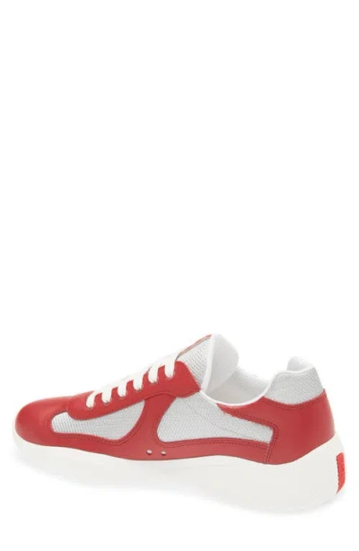 Prada Leather Fabric Americas Cup Sneakers Panels In Red