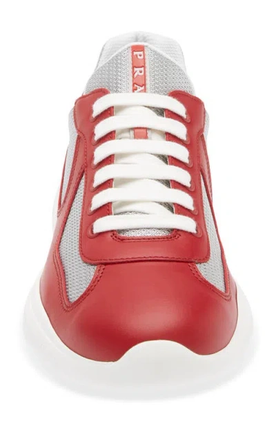 Prada Leather Fabric Americas Cup Sneakers Panels In Red