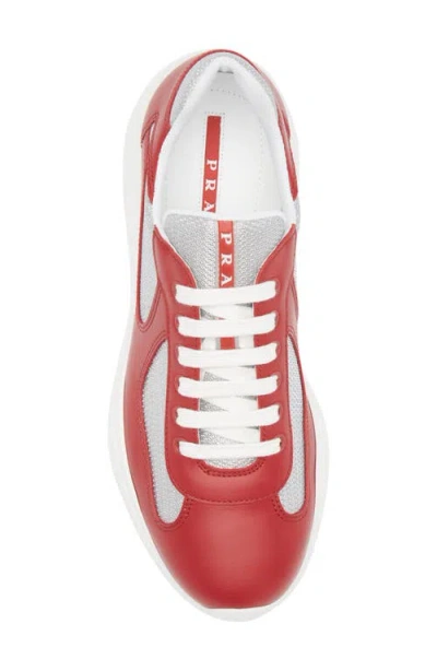 Prada Leather Fabric Americas Cup Sneakers Panels In Red