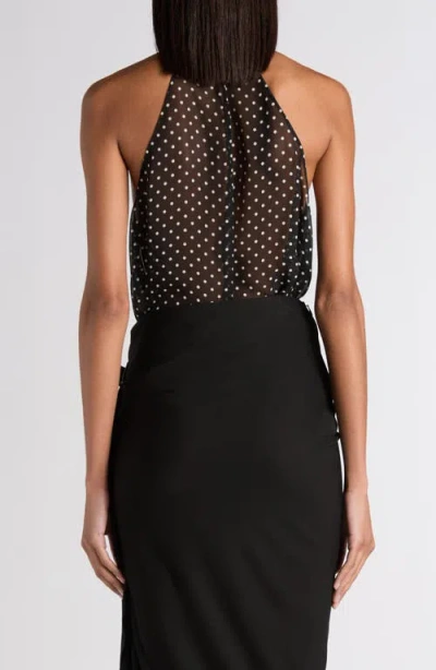 Tom Ford Black Sleeveless Top With Halterneck And All-over Polka Dot Motif In Silk Woman