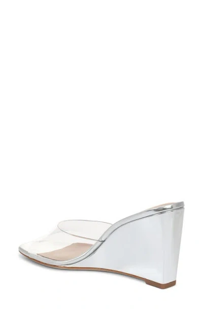 Veronica Beard Square Toe Wedge Sandals In Silver