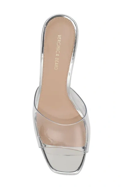 Veronica Beard Square Toe Wedge Sandals In Silver