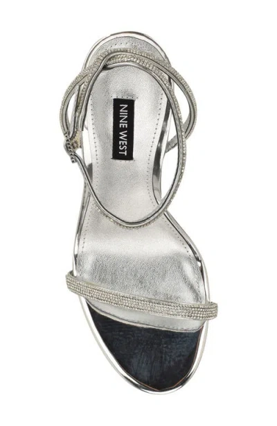 Nine West Stodia Ankle Strap Sandal In Silver