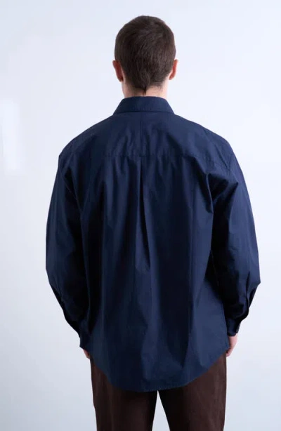 Topman Oversize Formal Cotton Button-up Shirt In Blue