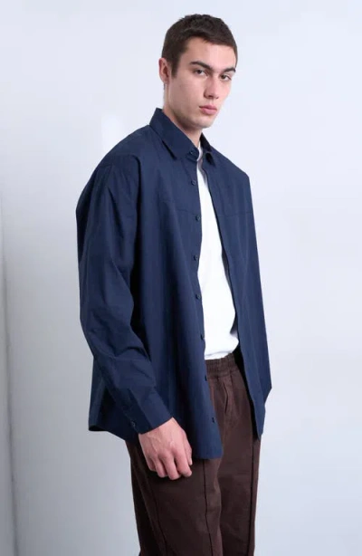 Topman Oversize Formal Cotton Button-up Shirt In Blue