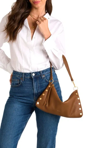 Hammitt Kyle Mahogany Pebble Brushed Gold Red Zip Med In Brown