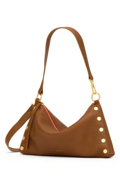 Hammitt Kyle Mahogany Pebble Brushed Gold Red Zip Med In Brown