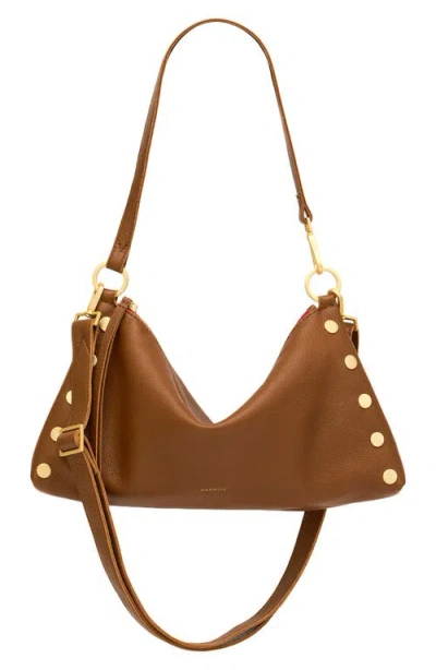 Hammitt Kyle Mahogany Pebble Brushed Gold Red Zip Med In Brown