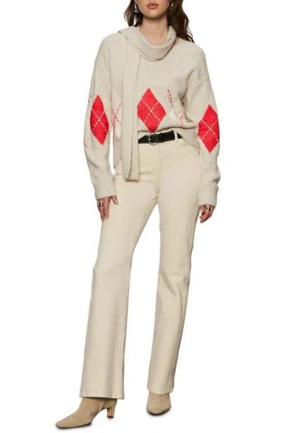 Sanctuary Argyle Scarf Sweater In Neutral