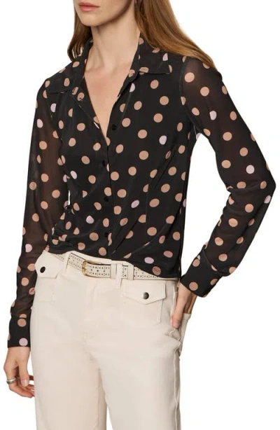 Sanctuary Mesh Button-down Shirt In Black