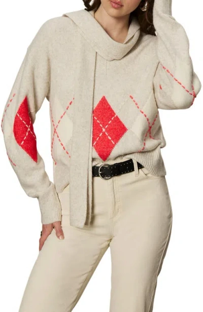 Sanctuary Argyle Scarf Sweater In Neutral