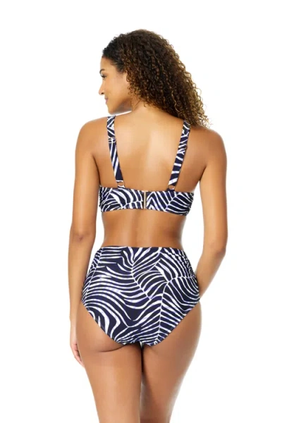 Anne Cole Shadow Palm Soft Band Shirred Bralette Bikini Top In Black