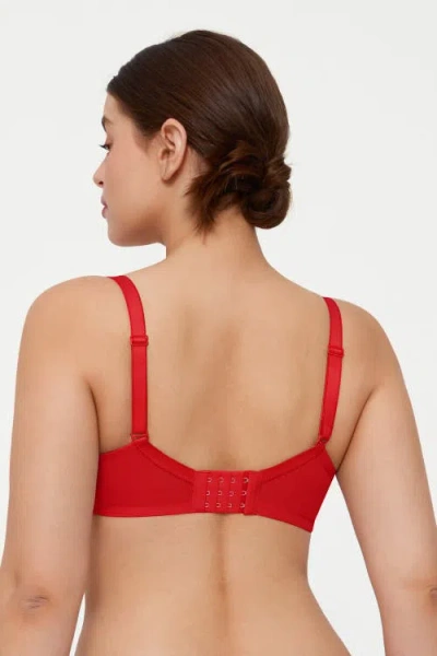 Popilush Lightweight Underwire Minimizer Lace Mesh Bra In Red