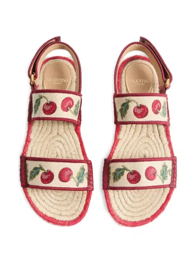 Valentino Garavani Cherryfic Double Strap Slingback Espadrille Sandal In Multi