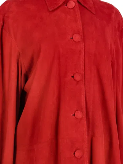Pre-owned Mondrian Suede Button Jacket In Red