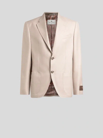 Etro Single-breasted Blazer In Neutral