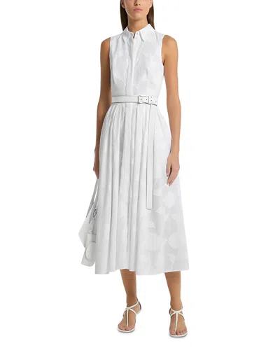 Michael Kors Collection Sleeveless Cotton Jacquard Shirtdress In White