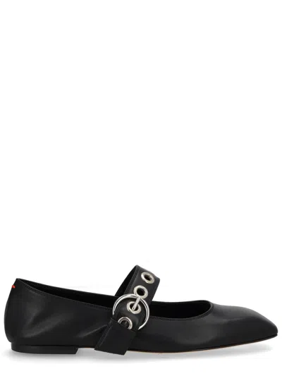 Aeyde Uma Eyelet-embellished Leather Mary Jane Ballet Flats In Black