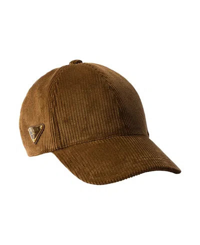Prada Womens Brown Logo-plaque Corduroy Baseball Cap In Brown
