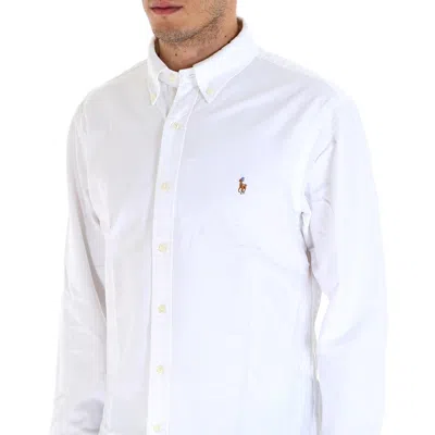 Polo Ralph Lauren Slim-fit Button-down Collar Logo-embroidered Cotton Oxford Shirt In White
