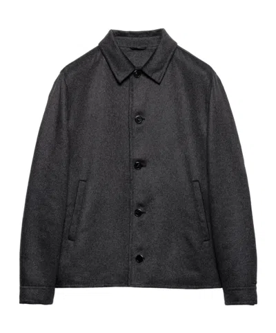 Prada Button Double Knit Jacket In Black