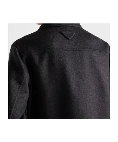 Prada Button Double Knit Jacket In Black