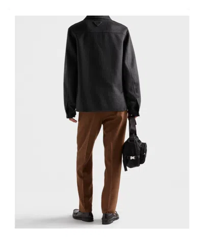 Prada Button Double Knit Jacket In Black