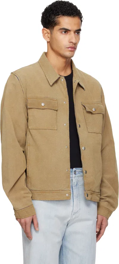 Mm6 Maison Margiela Flock Denim Trucker Jacket Sand In Brown