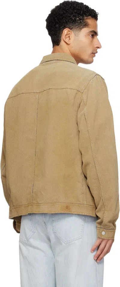 Mm6 Maison Margiela Flock Denim Trucker Jacket Sand In Brown