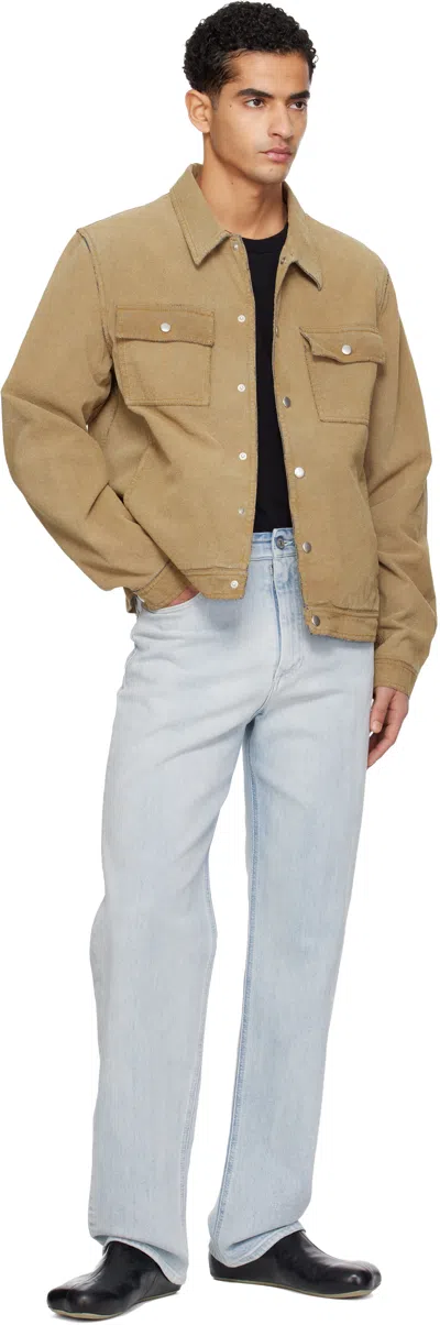 Mm6 Maison Margiela Flock Denim Trucker Jacket Sand In Brown