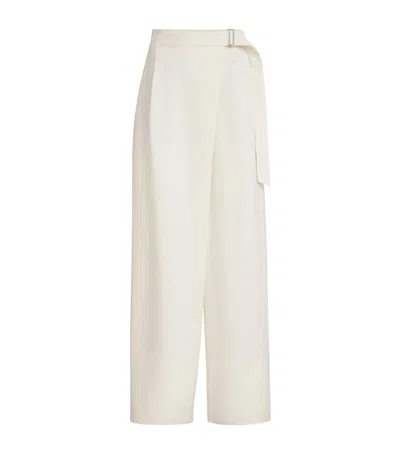 Brunello Cucinelli Women Ivory Fluid Twill Sartorial Wrap Trousers In White