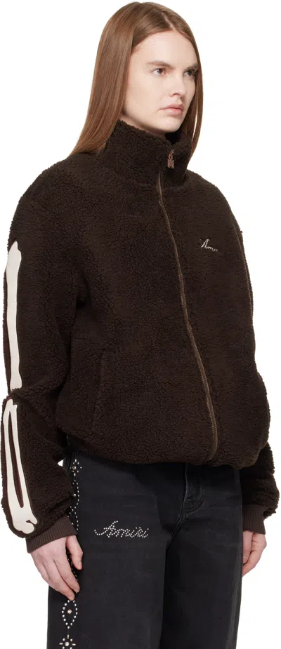 Amiri Bones-details Logo-embroidered Jacket In Brown