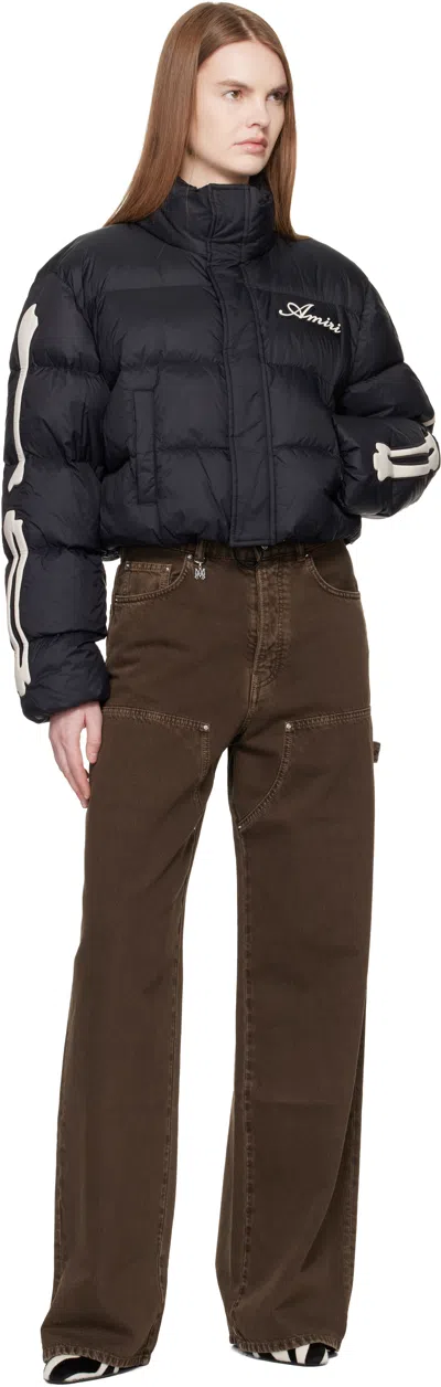 Amiri Down Jacket With High Neck And Pockets In Black