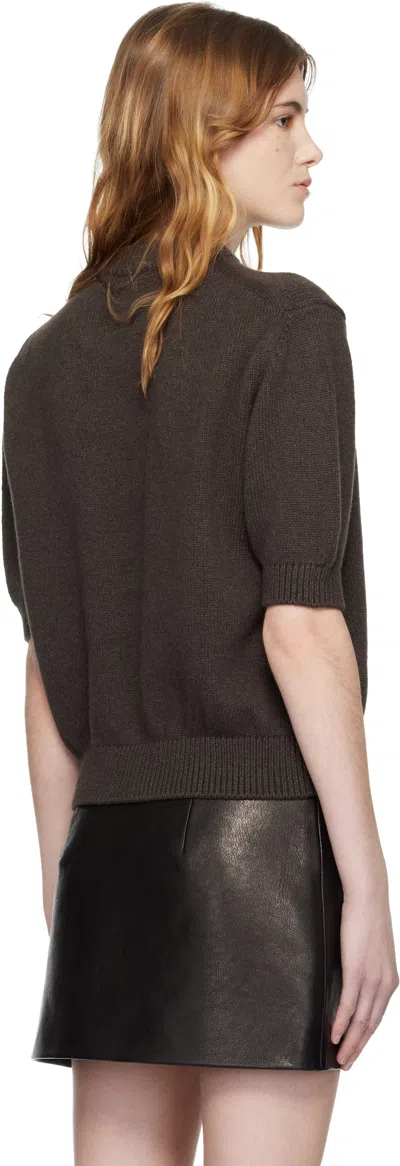 Khaite Davin Short-sleeve Cashmere Sweater In Brown