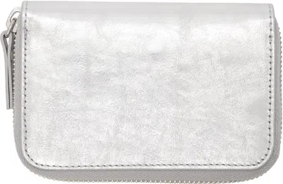 Mm6 Maison Margiela Silver Numeric Leather Zip Wallet In Silver