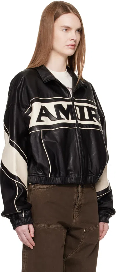 Amiri Black  Sport Leather Jacket In Black