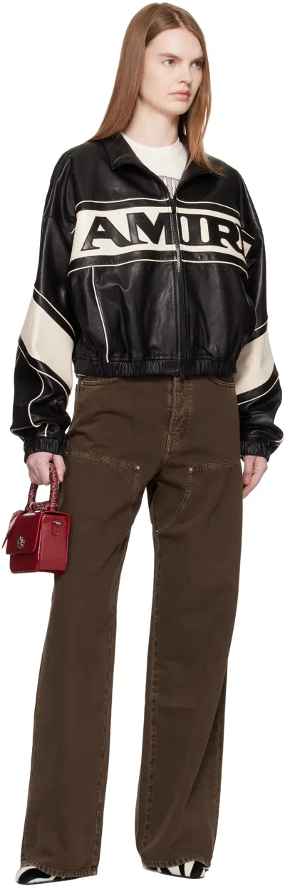 Amiri Black  Sport Leather Jacket In Black