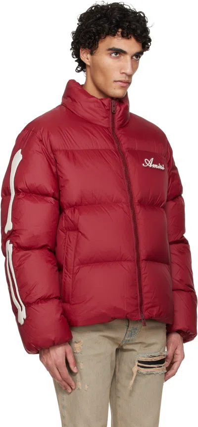 Amiri Red Bones Down Jacket In Red