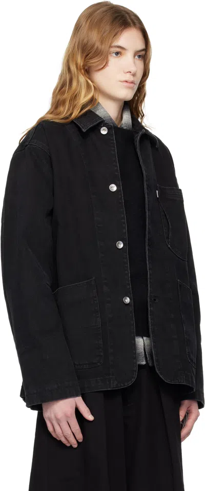 Ymc You Must Create Black Construction Denim Chore Jacket In Black