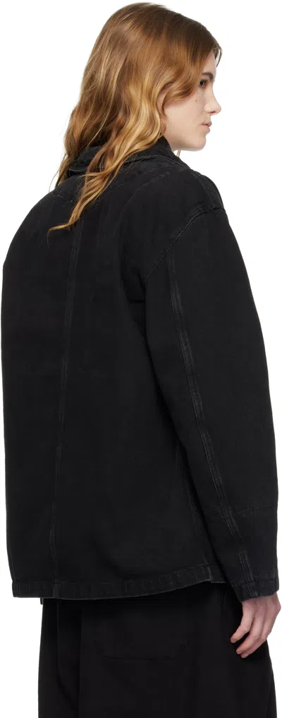 Ymc You Must Create Black Construction Denim Chore Jacket In Black
