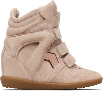 Isabel Marant Women Peach High Top Sneakers, 3.5 Luxury Sneakers For Women Darveys In Pink