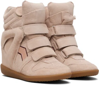 Isabel Marant Women Peach High Top Sneakers, 3.5 Luxury Sneakers For Women Darveys In Pink