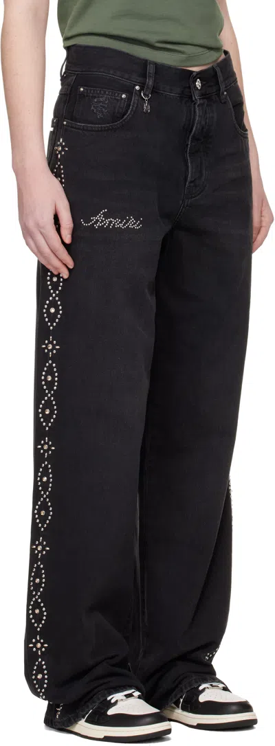 Amiri Black Stud Baggy Jeans In Black