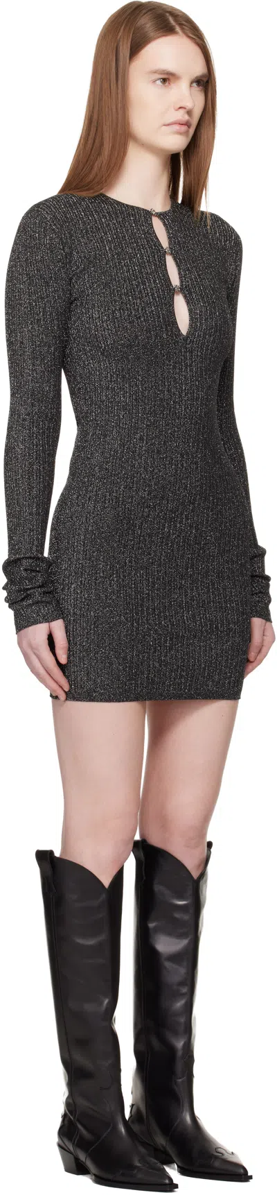 Amiri Keyhole Long-sleeve Mini Dress In Black